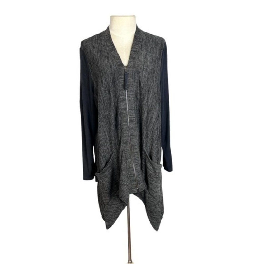 LOGO‎ Lori Goldstein zip up cardigan two tone sharkbite size Large